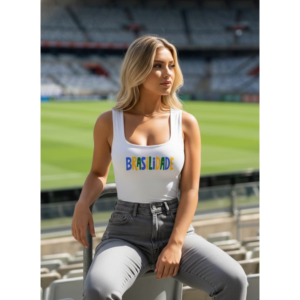 Blusa Body Bori Macacão Brasil Blusinha do Brazil BraziCore Estampada Bory Decote Quadrado Regata Estampas Exclusivas