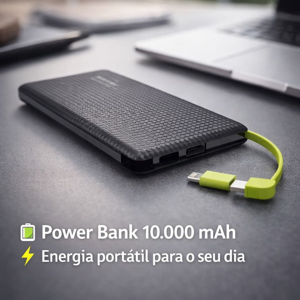 Carregador Power Bank portátil universal compacto de 10000mAh adequado para Viagens uso externo