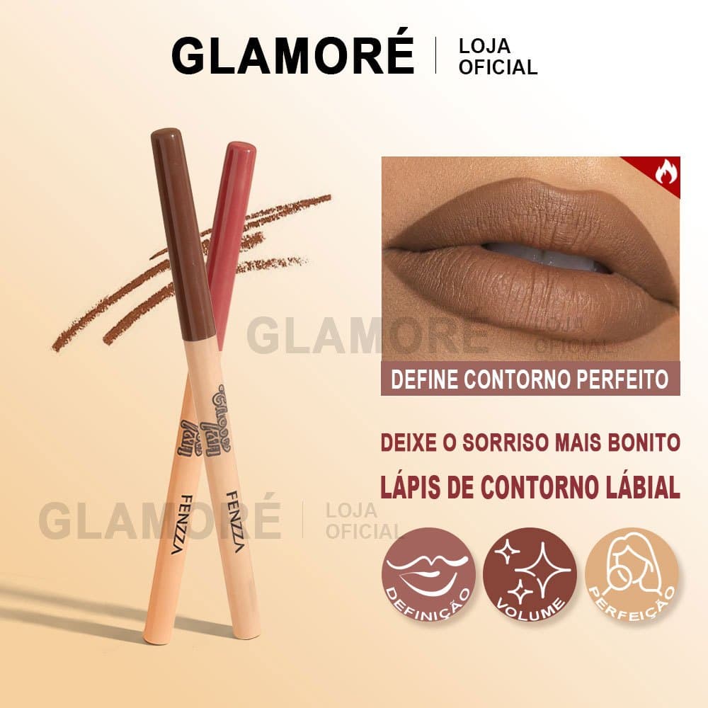 Lápis de Boca Retrátil Fenzza Delineador Labial Textura Cremosa Várias Cores