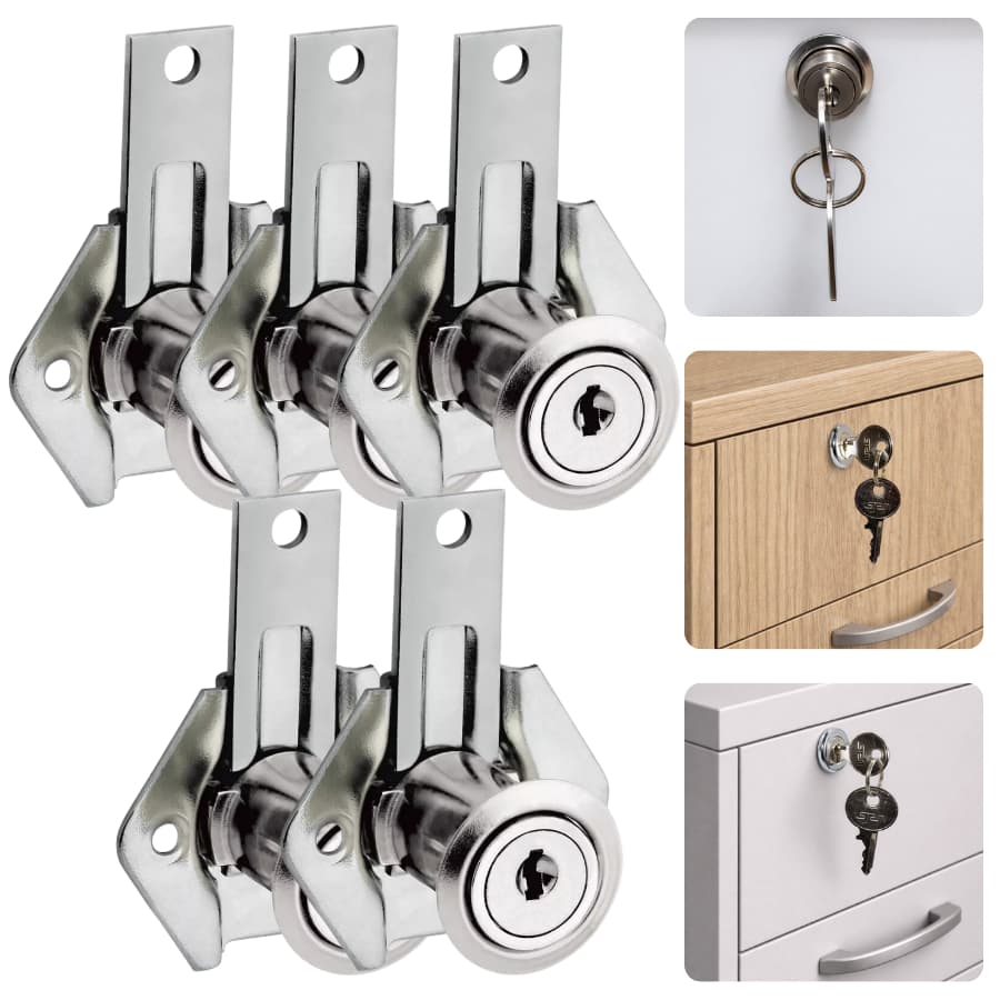 Kit Fechadura De Gaveta Móveis Tambor 22mm Lingueta Longa Stam 301LG Gaveteiros