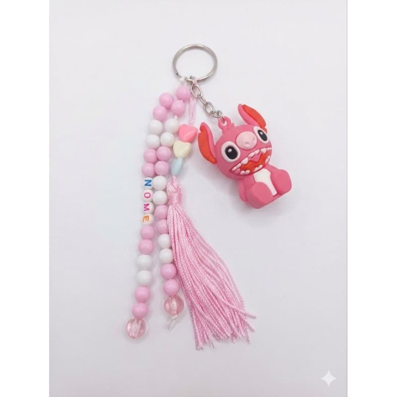 Chaveiro Stich e Angel Personalizada com nome