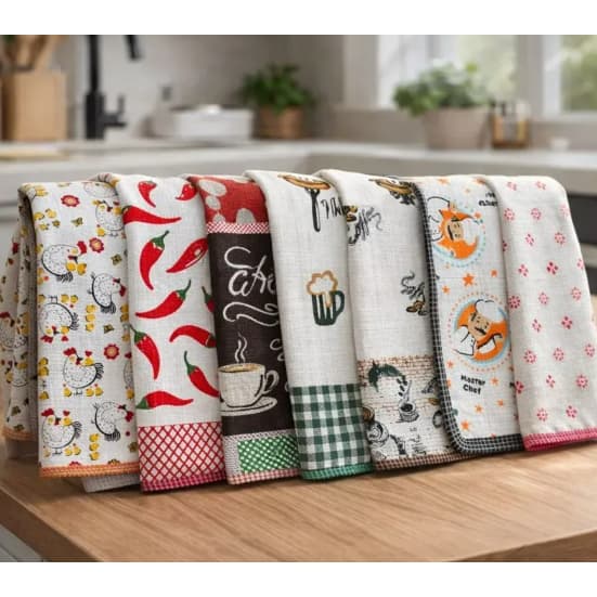 Kit 6 Panos de Prato Premium 100% Algodão 75g – 75x42 cm – Absorve Mais que Pé de Galinha