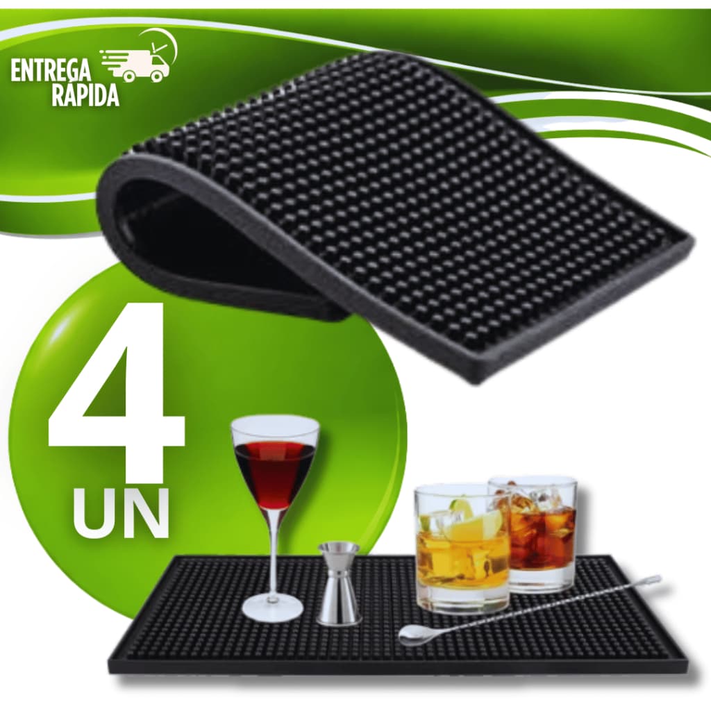 Tapete Escorredor de Louça 30x15 Silicone Antiderrapante Secar Louça, Preparar Drinks Barmen Barba Barbeiro