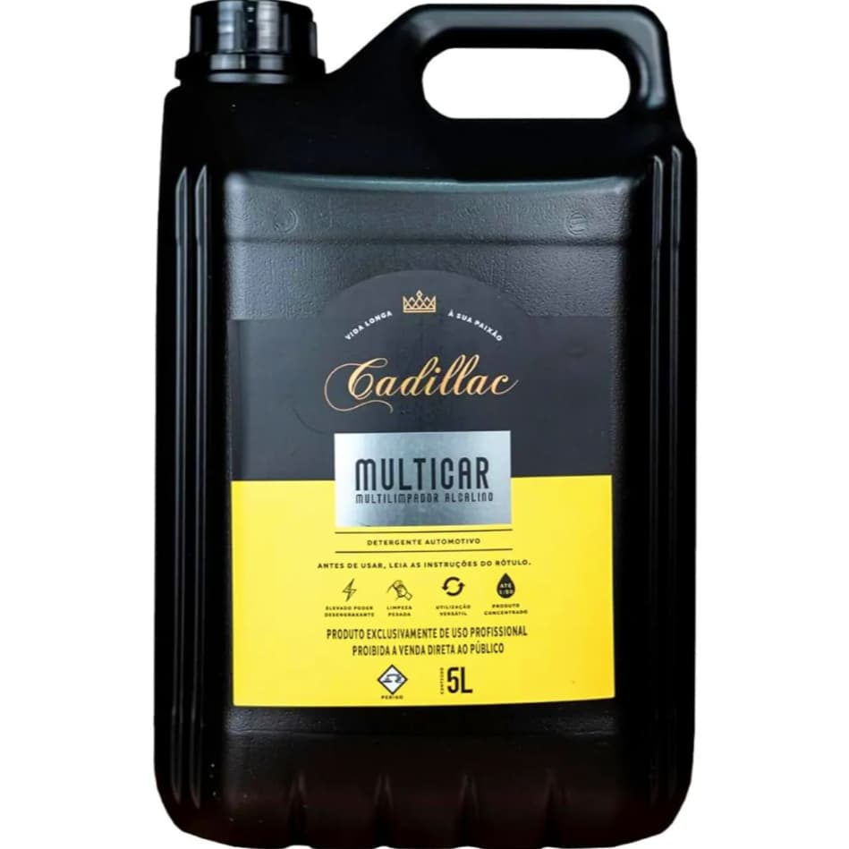 Limpador Alcalino Cadillac Automotivo 5L Desengraxante Potente Para Lavagem Pesada Motor Rodas e Chassi