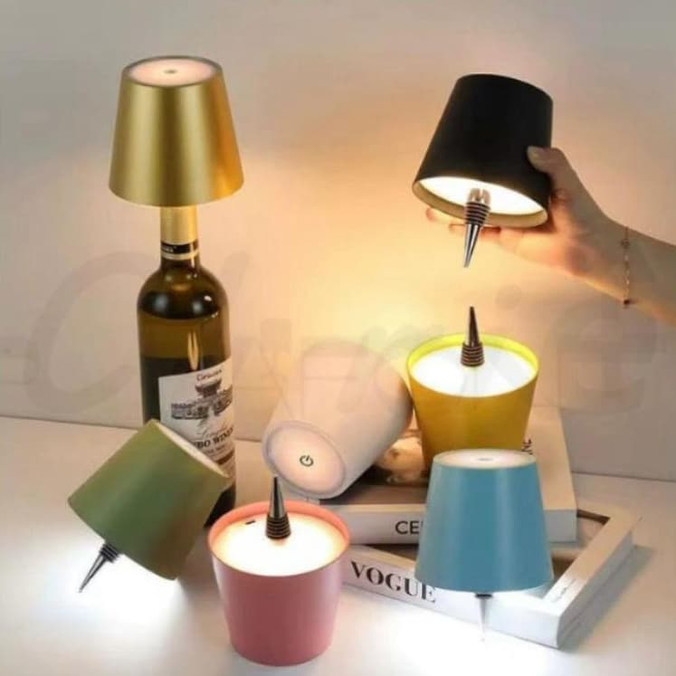 Abajur Portátil LED com Bico para Garrafa Luminária Recarregável USB, Toque Touch, Decorativa para Mesa e Bar