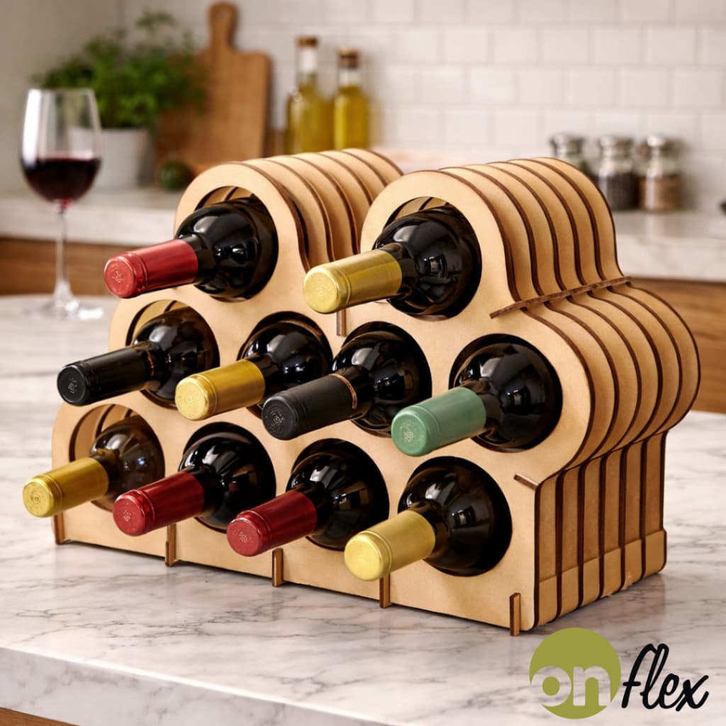 Adega para 10 Garrafas MDF – Organizador de Vinhos para Cozinha, Bar e Área Gourmet