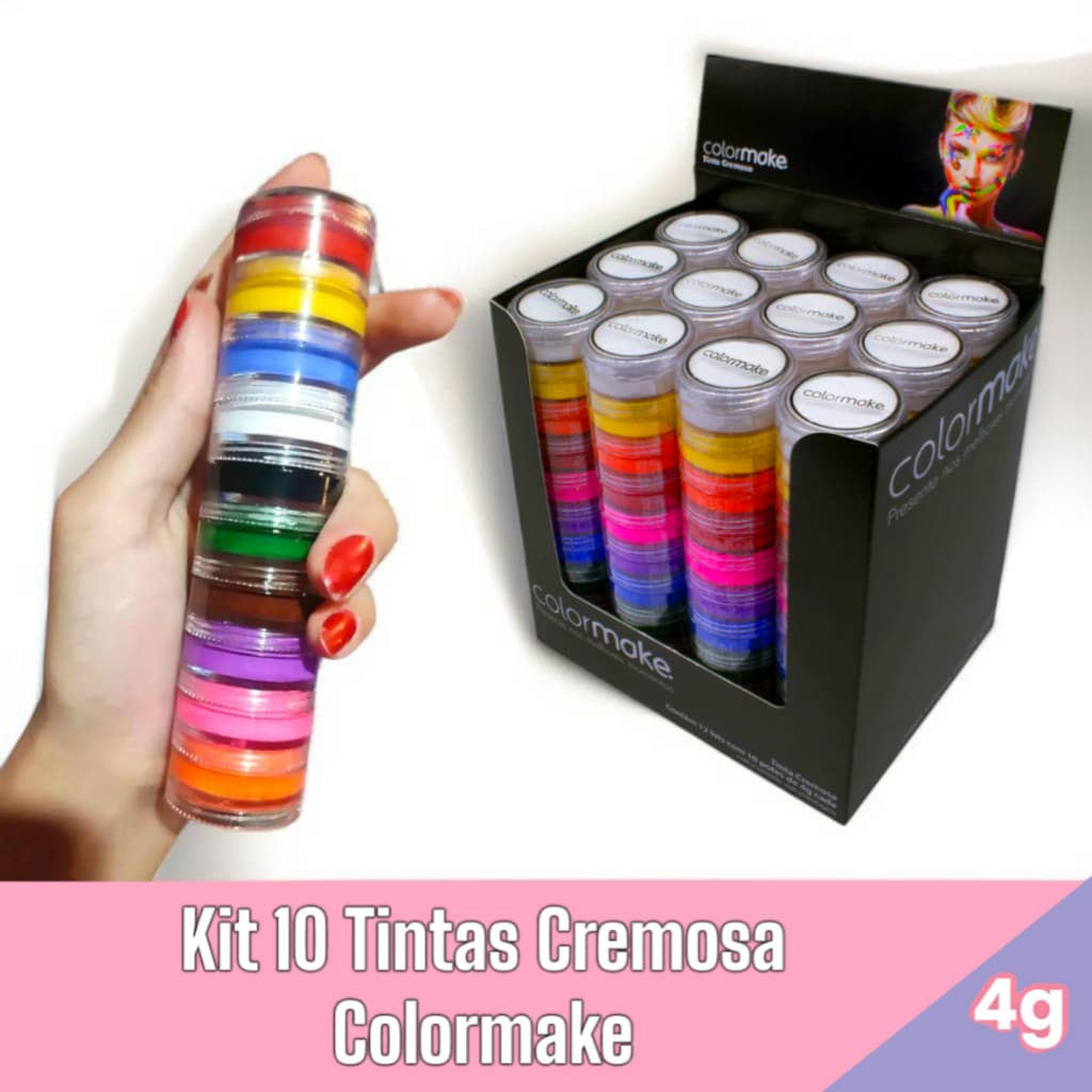 Kit Maquiagem Artística Colormake 10 Cores Cremosas 4g – Face e Body Paint