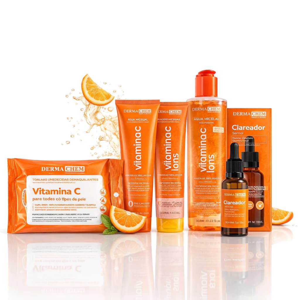 Kit Skincare Iluminador Pele Hidratada Vitamina C Clareador Facial Cuidados Diários