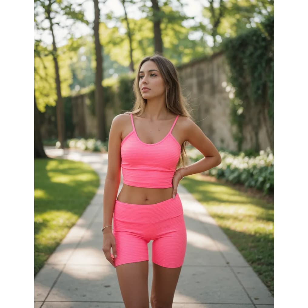 Conjunto Fitness Top e Shorts Academia Moda Blogueira Verão Zero Transparência