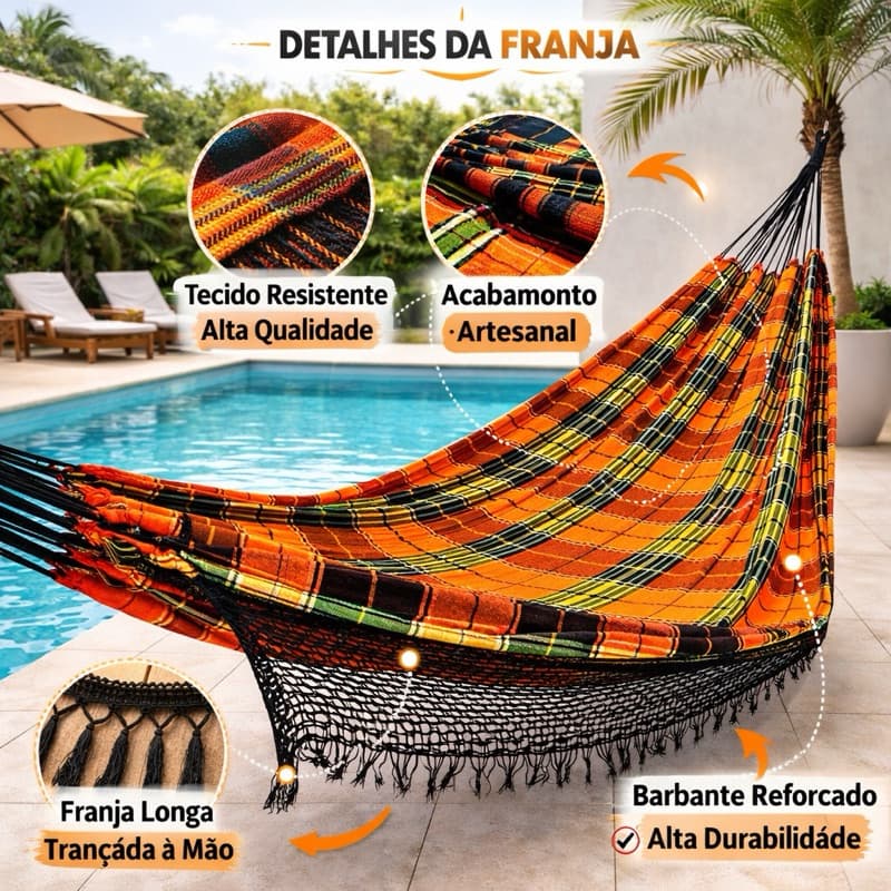 Rede Descanso Dormi Casal Reforçada 100% algodao Luxo Gigante Tabajara 100% Algodao TAM 2,50 X 1,65