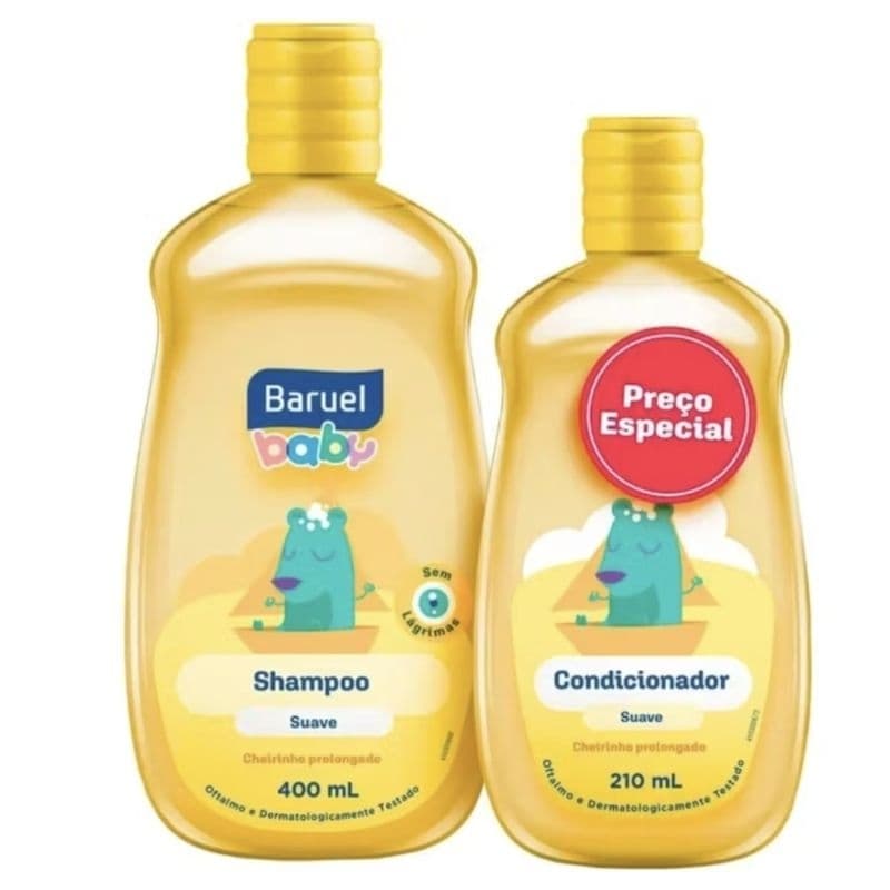 1 OU 2 UNIDADES SHAMPOO 400ML + CONDICIONADOR 210ML  BARUEL BABY