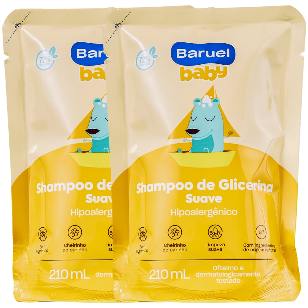 Baruel Baby kit 2 Refil Shampoo Glicerina Suave 210ml cada