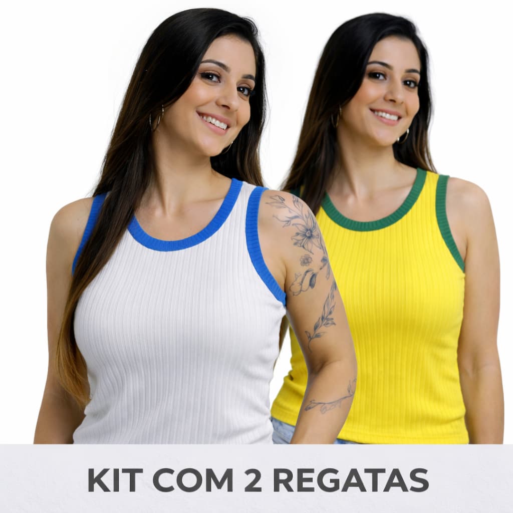 kit 2 Regata Canelada Feminina do Brasil