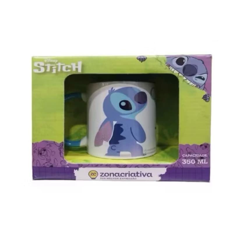 Caneca Stitch Ohana Disney 350ml Porcelana Original Presente Lilo e Stitch.