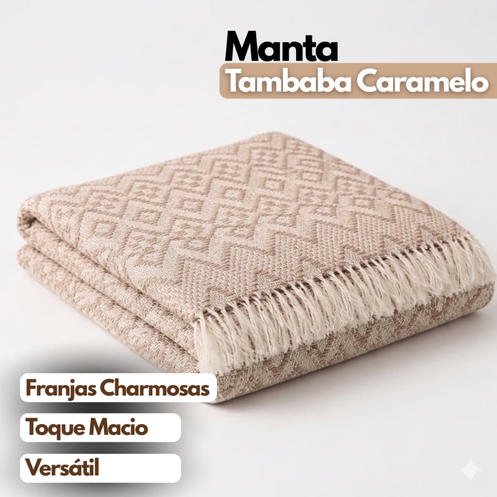 Manta Para Sofá Tambaba Em Algodão 2,40x1,80m Decorativa Todo Caramelo Premium