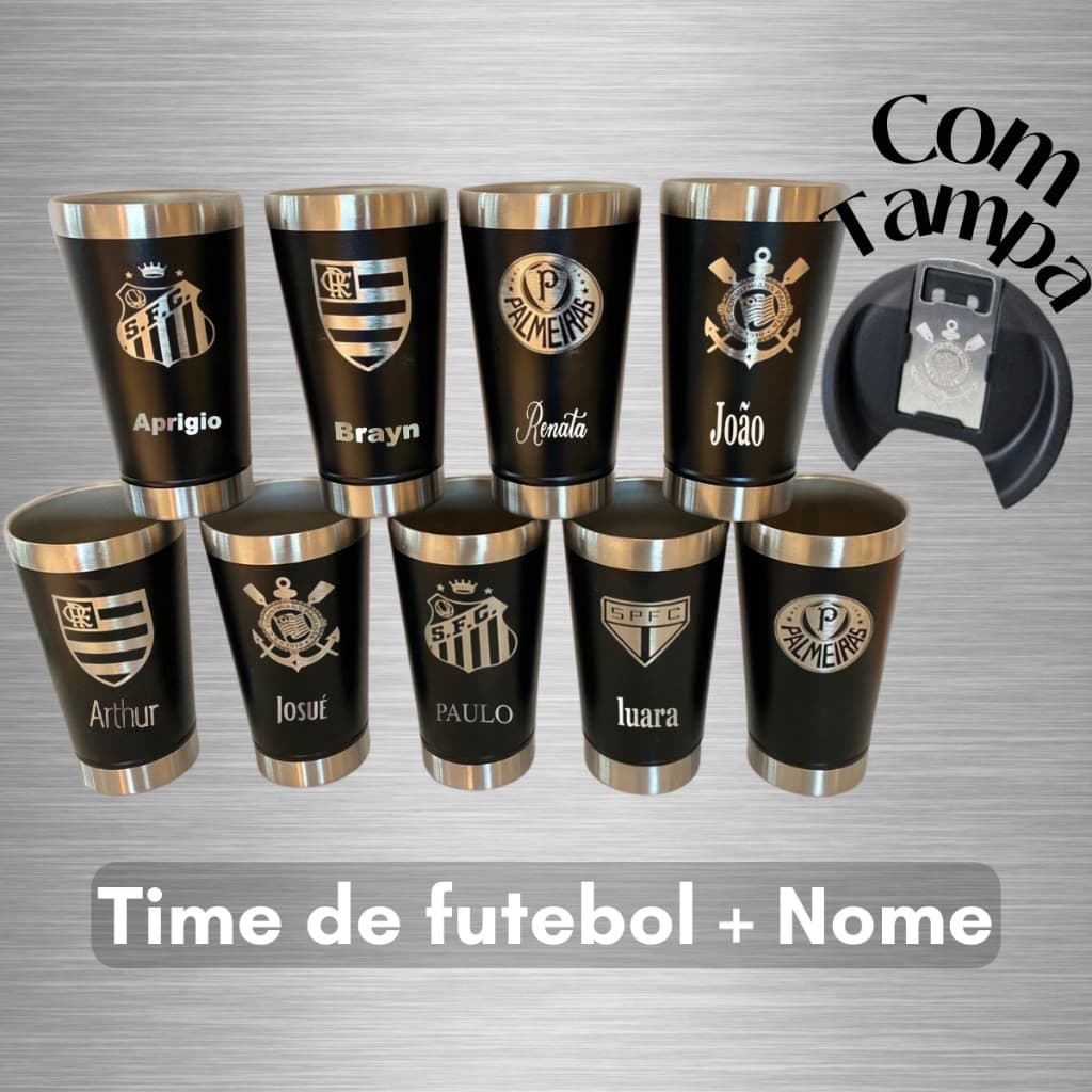 Copos Termico Personalizado gravaçao a laser Nome, logomarga, logo times com tampa e Abridor De Garrafa Personalizado