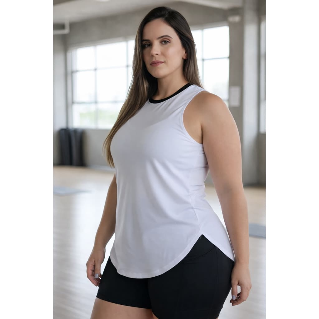 Regata Plussize Feminina Academia Tapa Bumbum Sobre Legging Dry Com Elastano Malha Fria