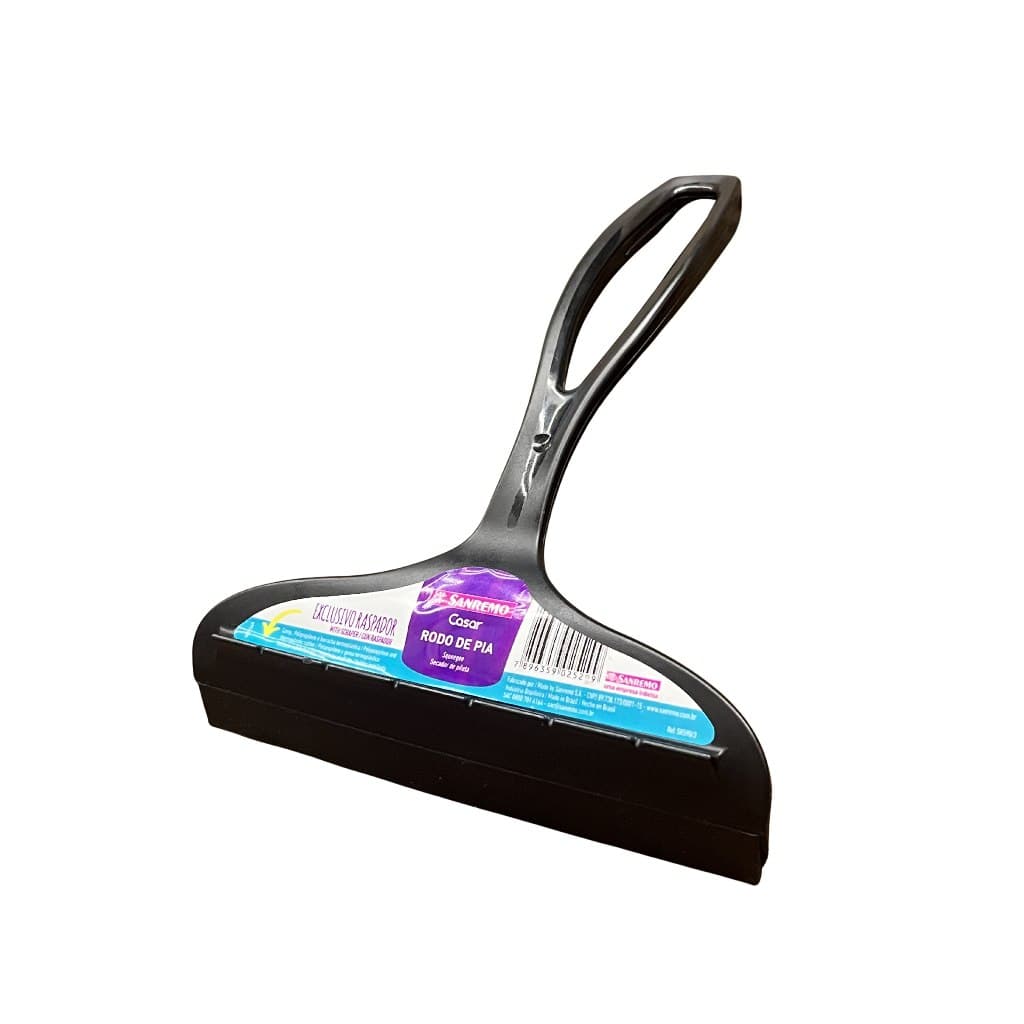 Rodo Pia Plástico Rodinho Cozinha C/ Raspador 14 Cm Sanremo Preto