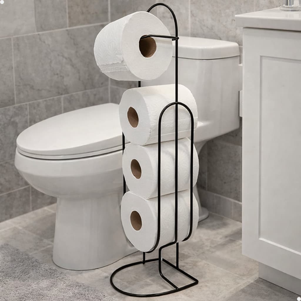 Porta Suporte Papel Higienico De Chão 4 Rolos Papeleiro Banheiro Lavabo