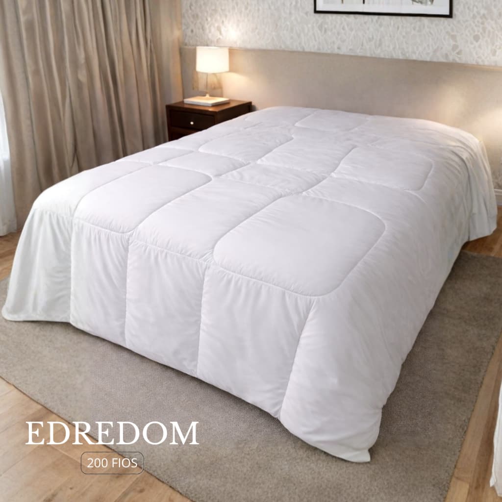 Edredom Dupla Face 200 Fios Branco Micropercal Liso Minimalista Leve Solteiro Queen King