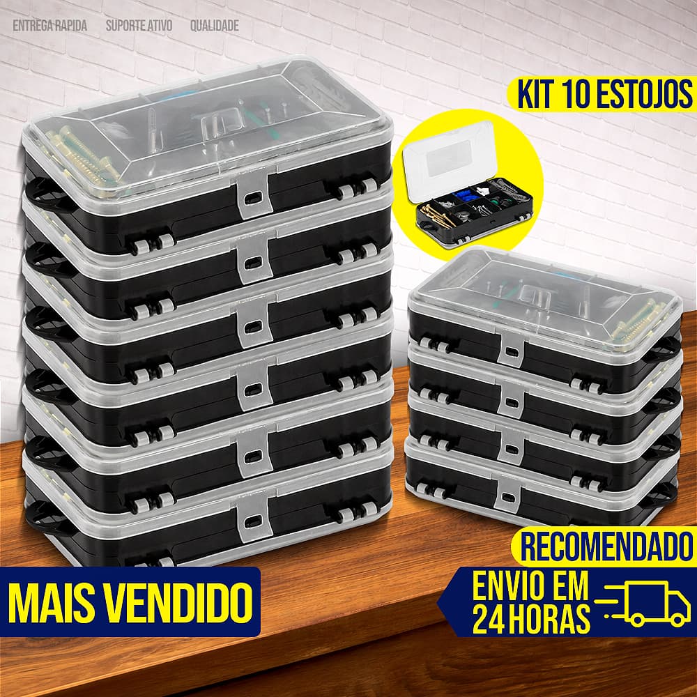 Kit 10 Maleta Caixa de Ferramenta Estojo Organizador Multiuso Plástica Parafusos Buchas Pregos