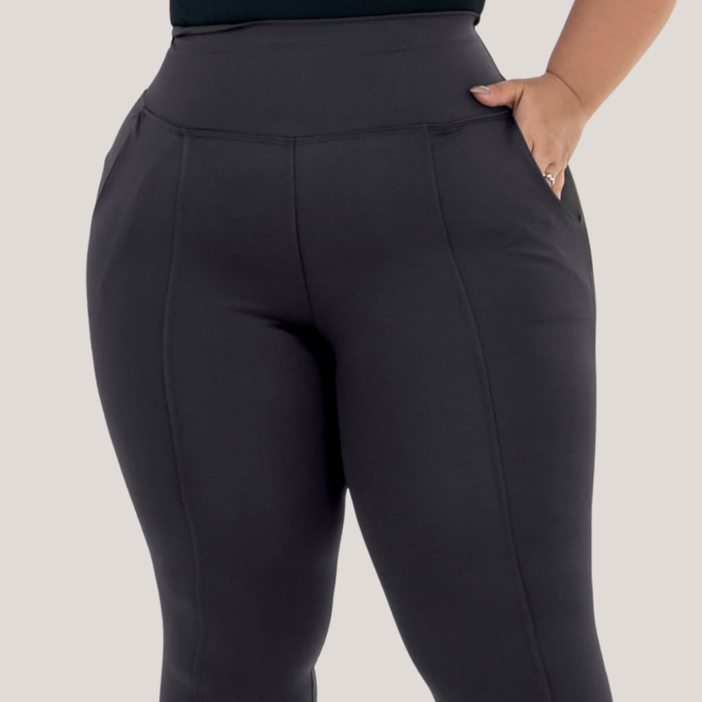 Calca Feminina Peluciada Com Bolso Termica Inverno Forrada Plus Size Quentinha Cintura Alta Grossa Nao Transparente