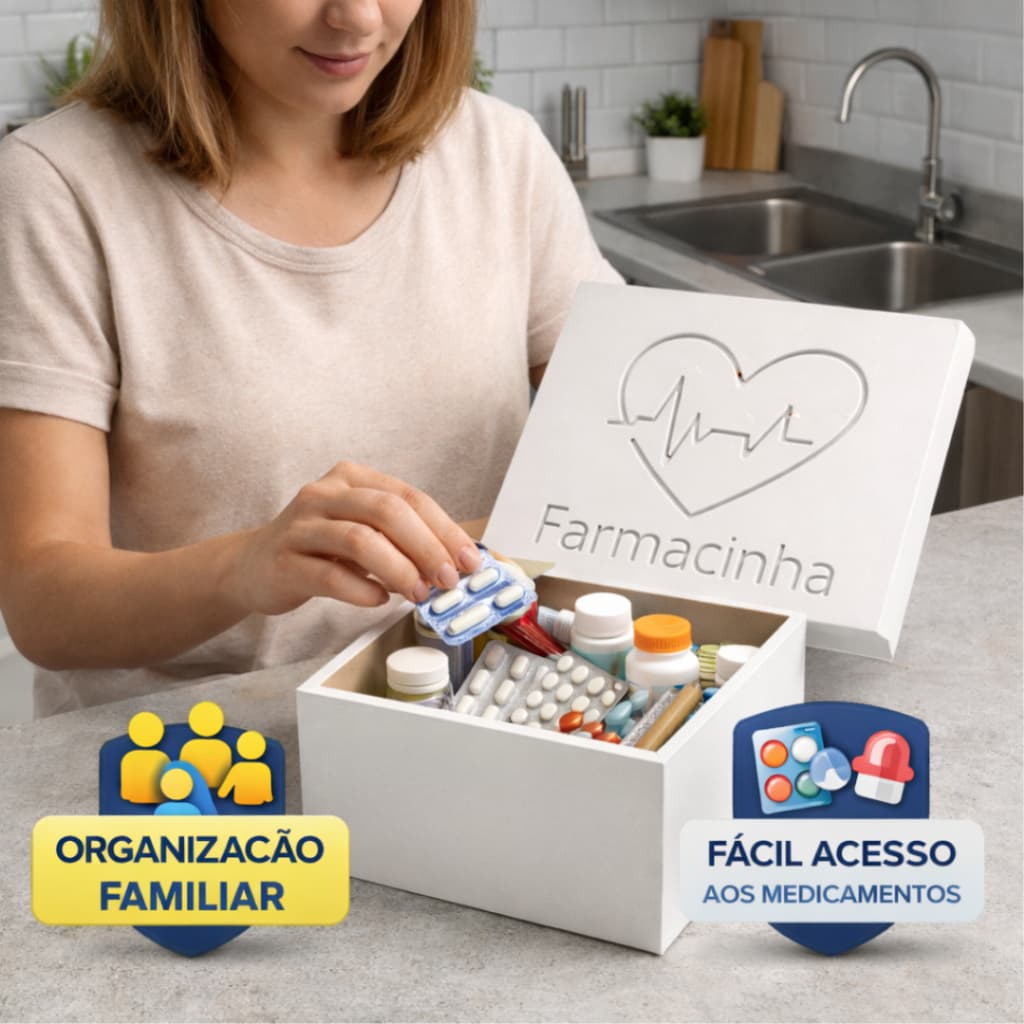 Caixa Farmácinha para Remédios Branca , Bebê, Adulto, Farmácia, Remedio