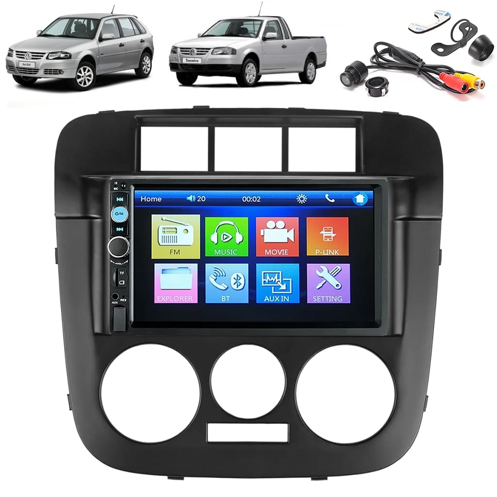 KIT CENTRAL MULTIMIDIA MP5 7 POL CÂMERA DE RÉ GOL G4 PARATI G4 SAVEIRO G4