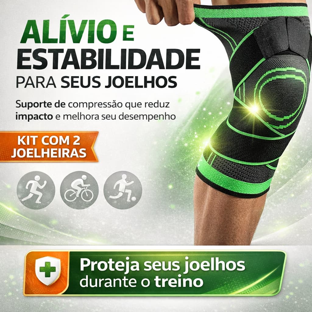 Joelheira de Compressão Ortopédica Kit 2 Knee Support Esportiva Para Corrida Academia Alívio Dor Joelho