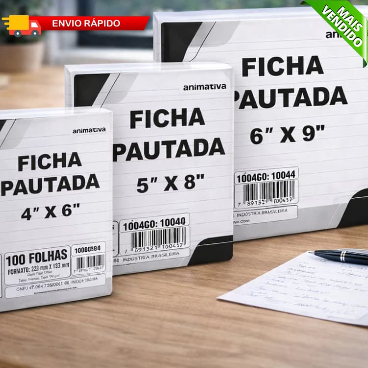 Ficha Pautada 100 Folhas para Estudo Anotações e Organização