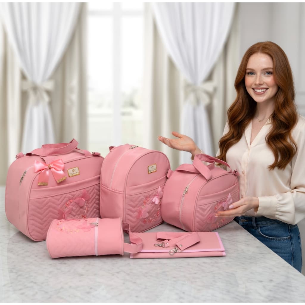 Kit Bolsa Mala Maternidade Feminino Masculino 5 peças Bebê