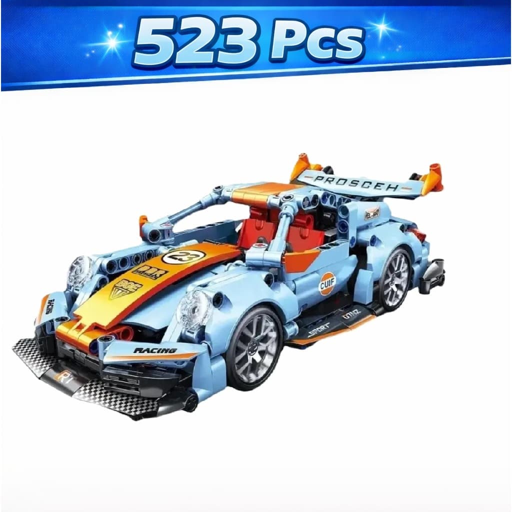 Bloco de Montar Porsche 911 RSR Azul com 523 Pcs Bloco de Montar de Corrida diversão garantida