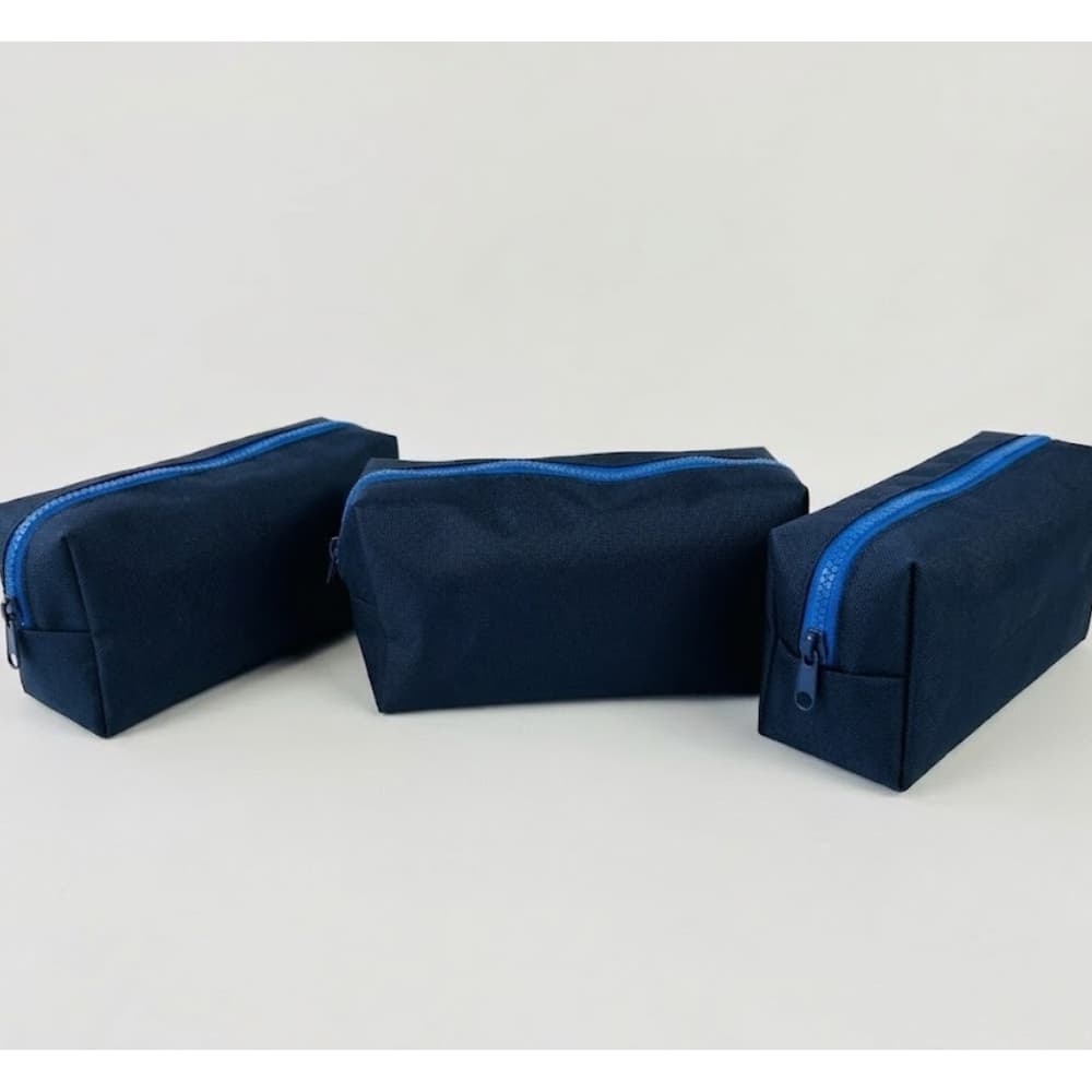 Kit 10 Necessaire Azul Organizadora Multiuso Poliéster Reforçada Viagem Maquiagem