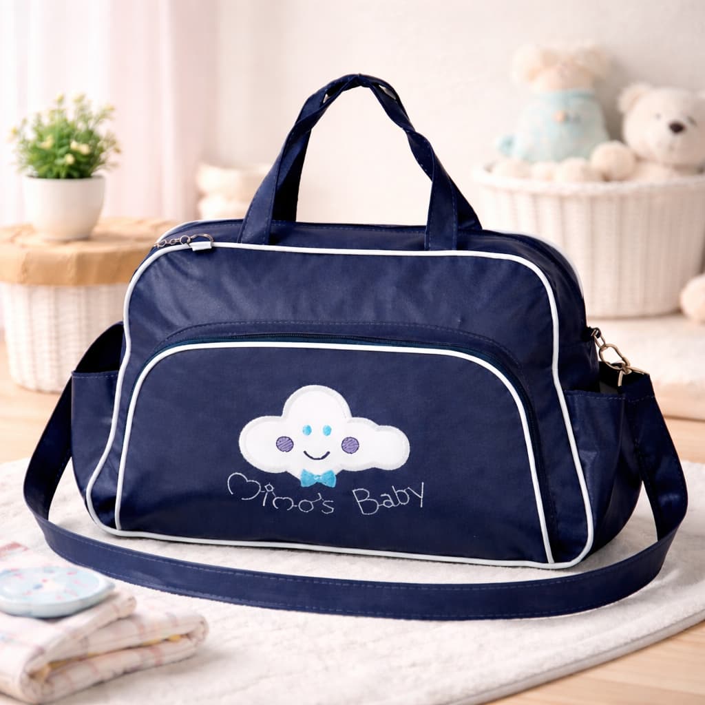 Bolsa Grande Maternidade Azul Marinho Nuvem