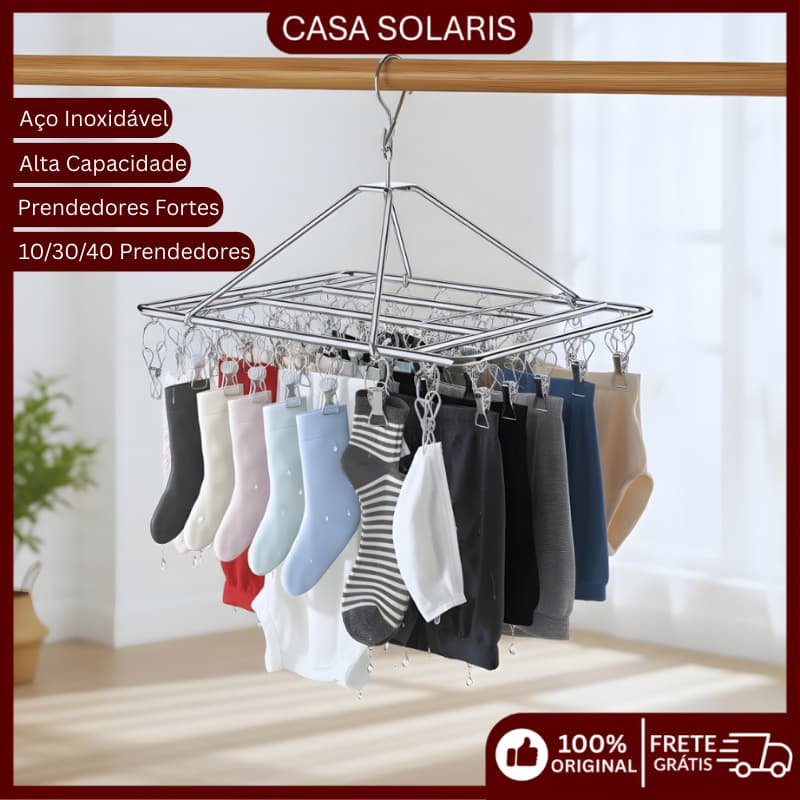 Cabide com Prendedores para Meias e Roupas Íntimas Organizador Secador de Roupas