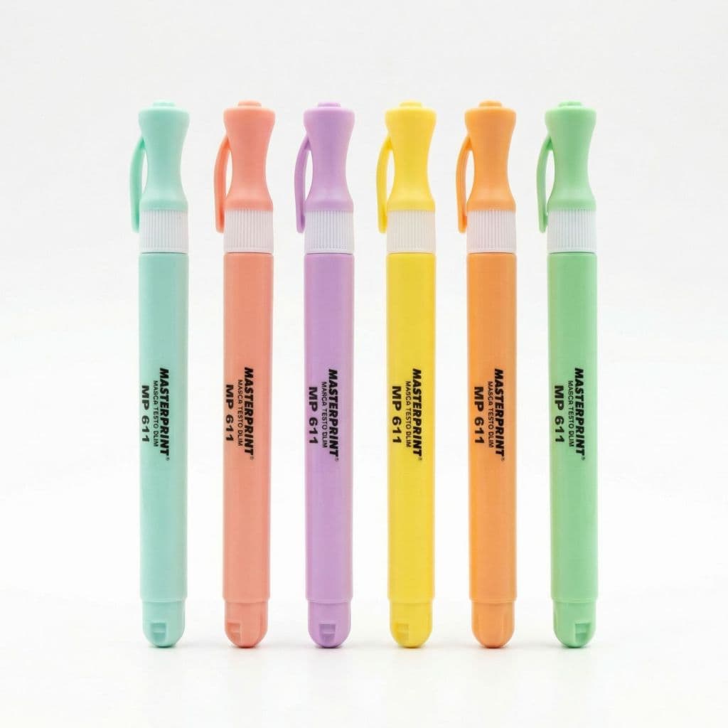 Kit Marcador de Texto Pastel 6 Cores Suaves Ponta Chanfrada Secagem Rápida Grifar Caderno Escolar Estudos
