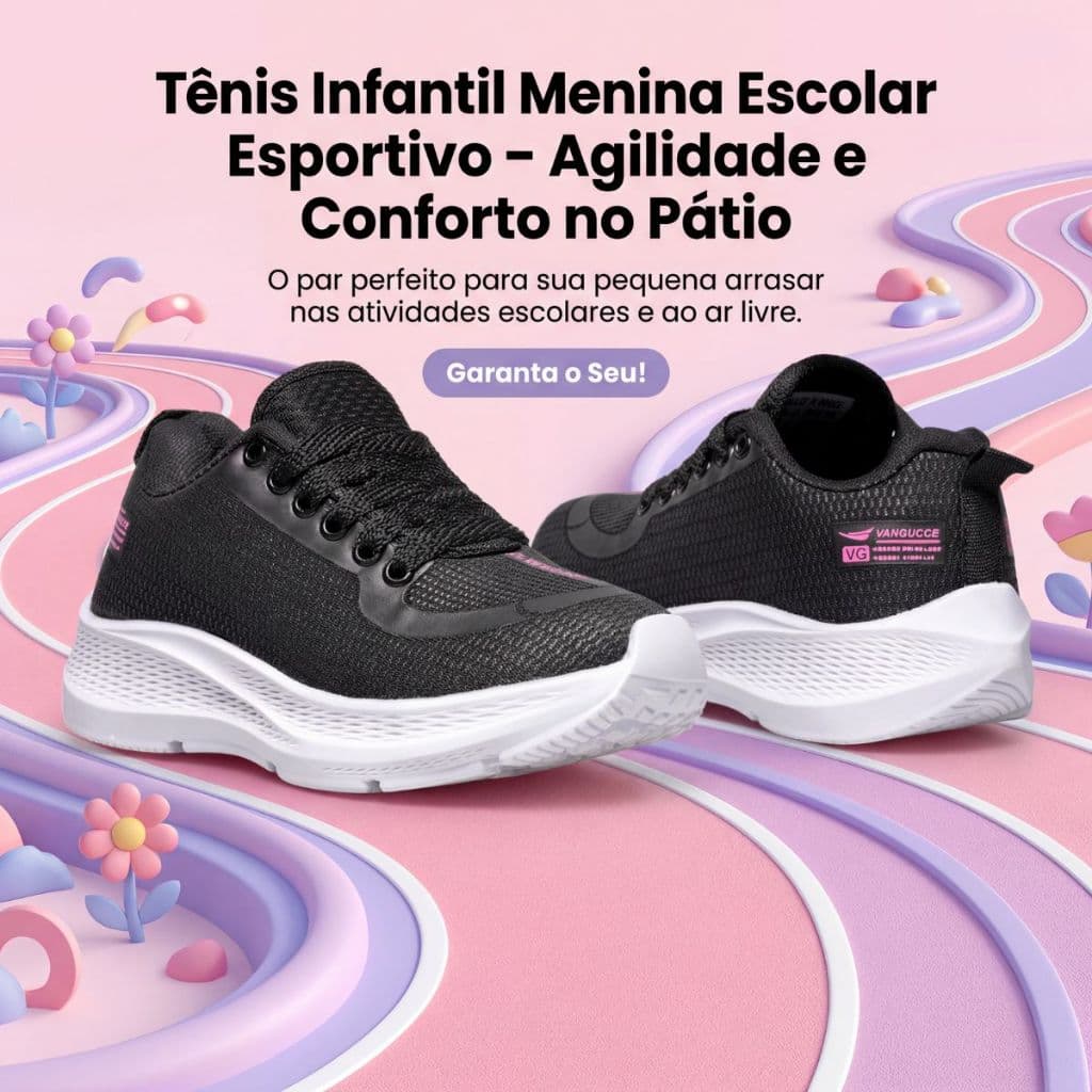 Tênis Escolar Infantil Menina – Leve e Anatômico Ideal para o Cotidiano 24 - 36 | COMPRE AGORA!