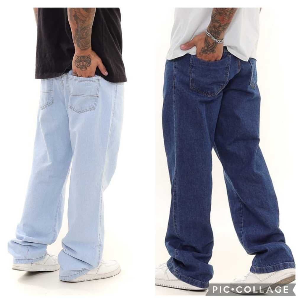 Calça Jeans Masculina Premium Baggy Balão Estilo Americana Rapper Bag Larga Corte Reto Mandrake