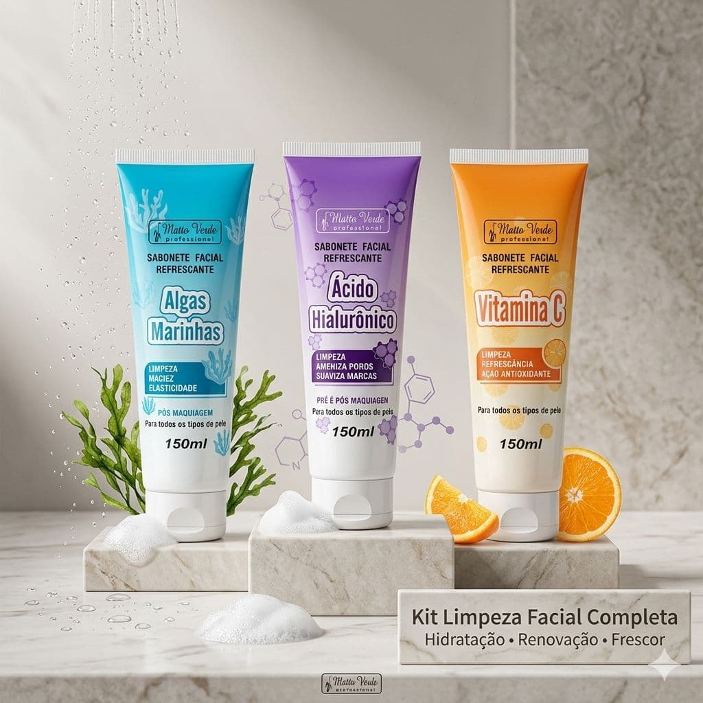Sabonete Facial Refrescante Matto Verde Vitamina C, Algas Marinhas e Ácido Hialurônico 150ML