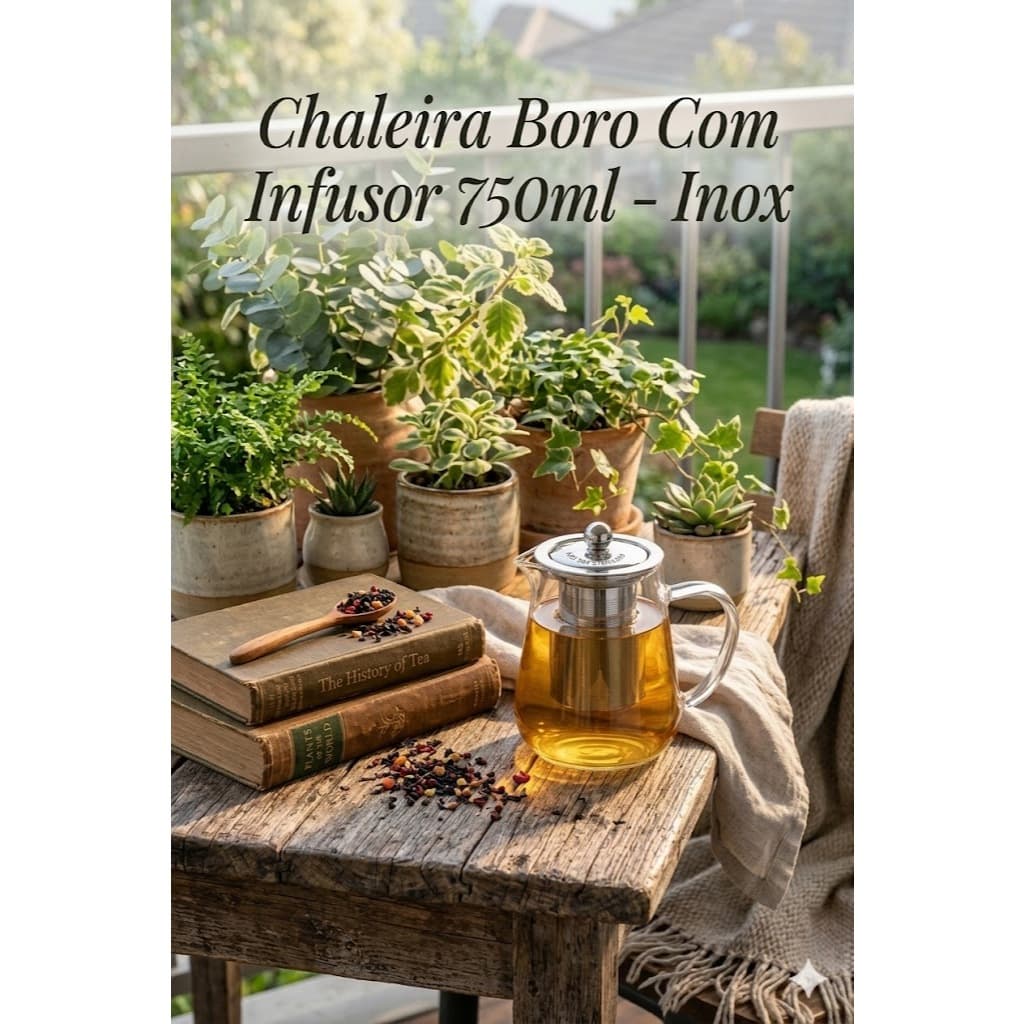 Bule Chaleira De Vidro Transparente Com Filtro De Inox 750ml Design Moderno Mesa Posta Residente