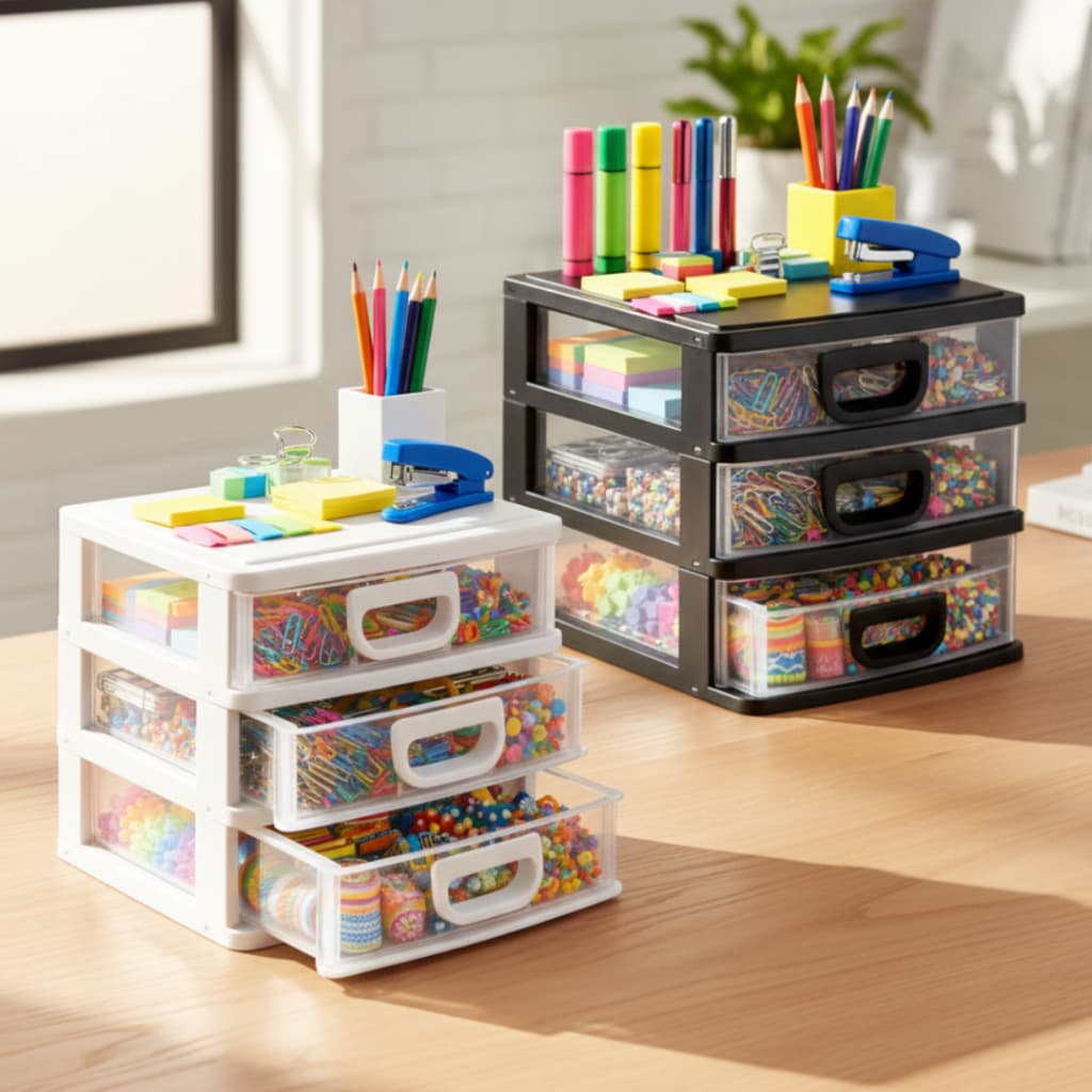 Mini Gaveteiro Organizador De Skincare E Maquiagem Branco/Preto Luxo