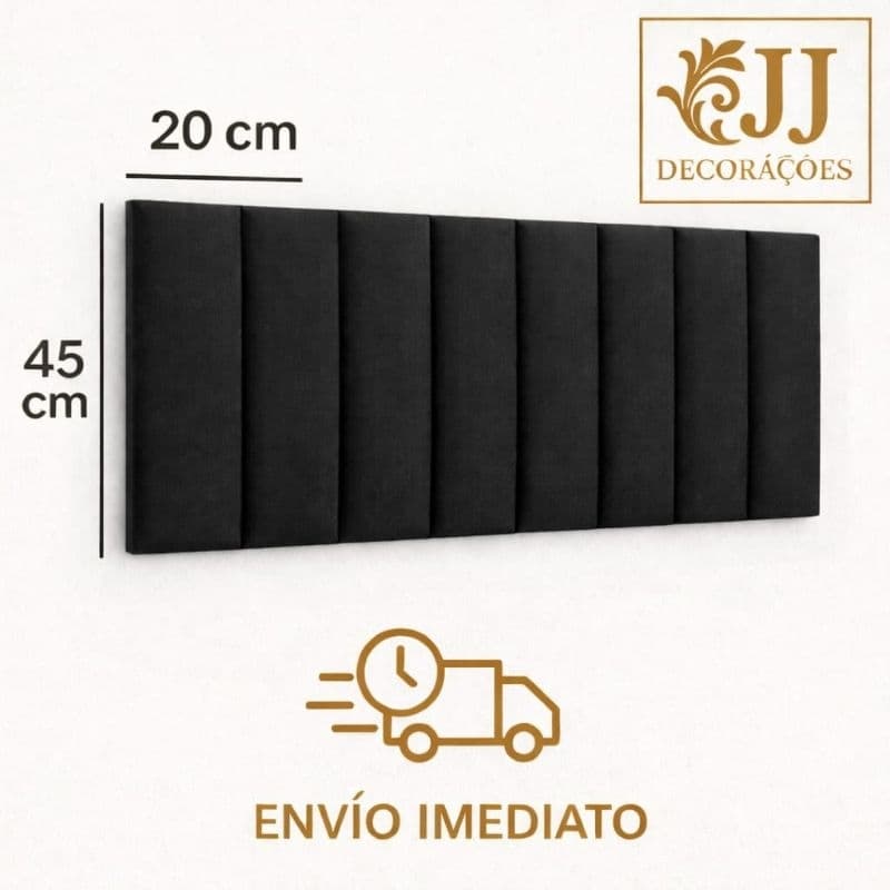 Cabeceira de cama Adesiva Aveludada Estofada 45x20 KIT COMPLETO ENVIO FULL