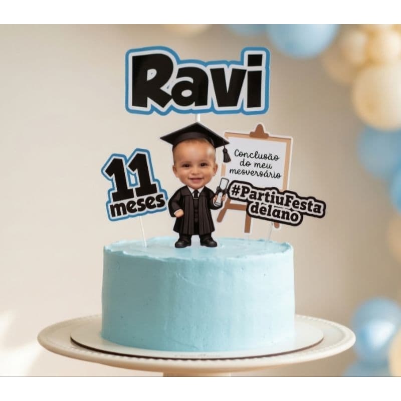 Topo de Bolo + Topper de Doces Formatura de mesversário - Topper Conclusão de mesversário com Foto