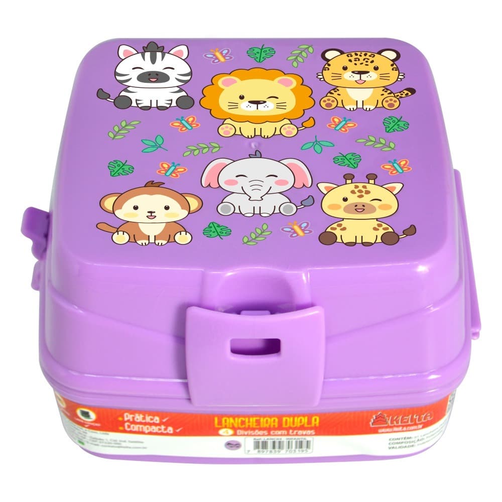 Super Oferta - Lancheira  Escolar Dupla 4 Divisórias Estampa Capivara Safari Super Resistente