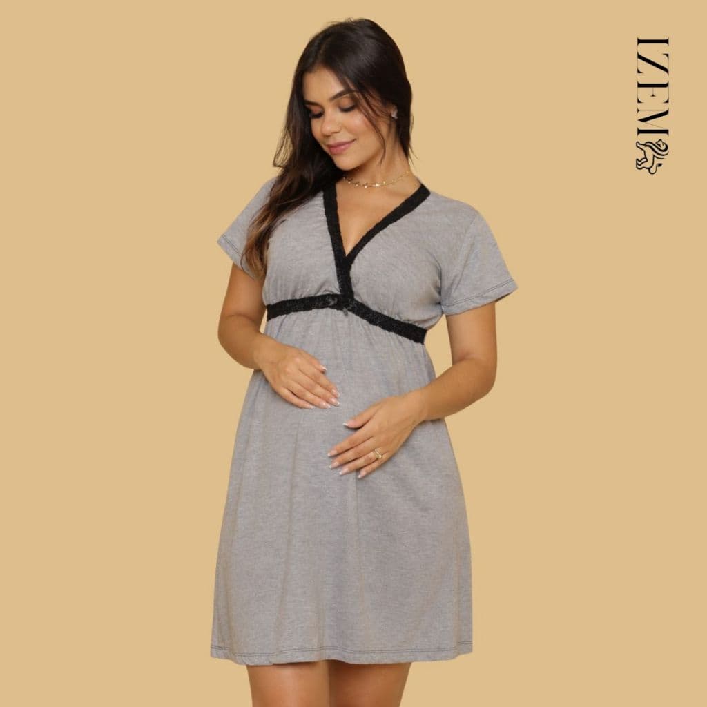 Camisola Gestante de Amamentação Amamentar Abertura Fácil Lateral Manga Curta