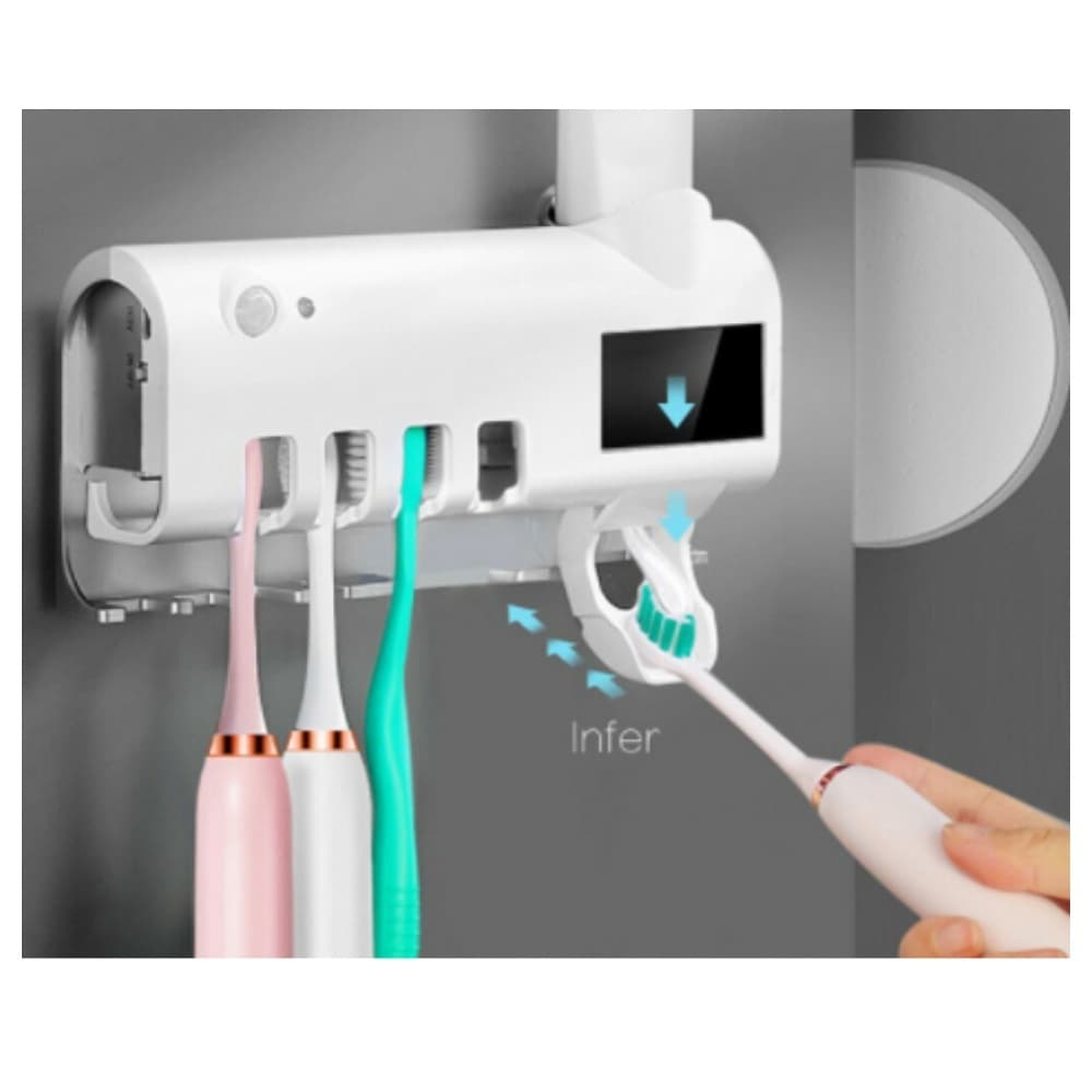 Dispenser Automático Pasta De Dente + Suporte De Escovas Uv