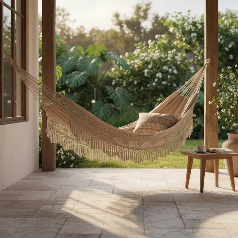 Rede De Descanso Dormir Casal Jeans De Luxo Varanda Artesanal