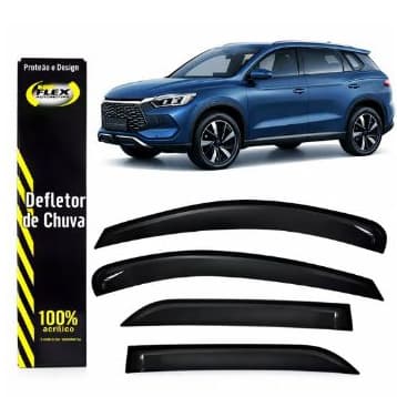 Calha Defletor de Chuva BYD Song Pro 2025 a 2026 4 Portas Acrílico Fumê Ecoflex