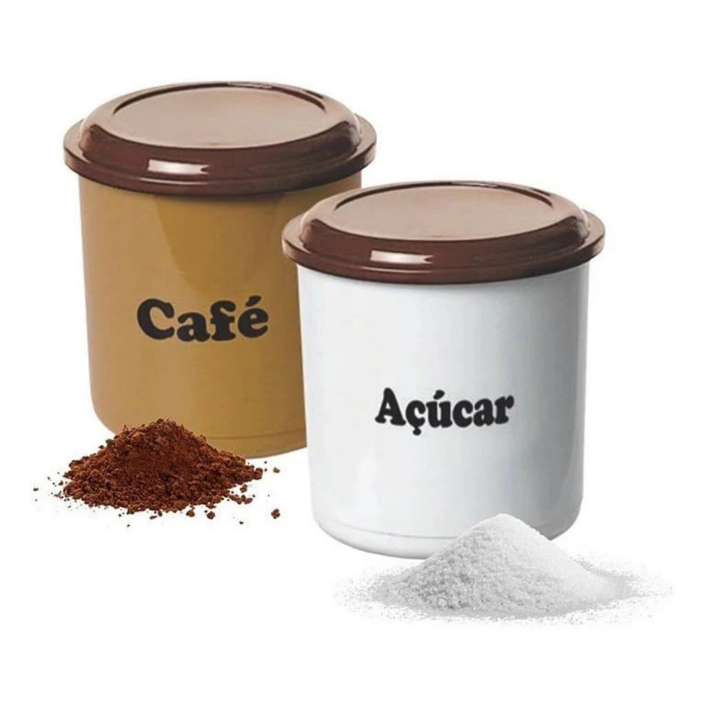 Conjunto De Potes Porta Mantimentos Café E Açúcar 1,3 Litros
