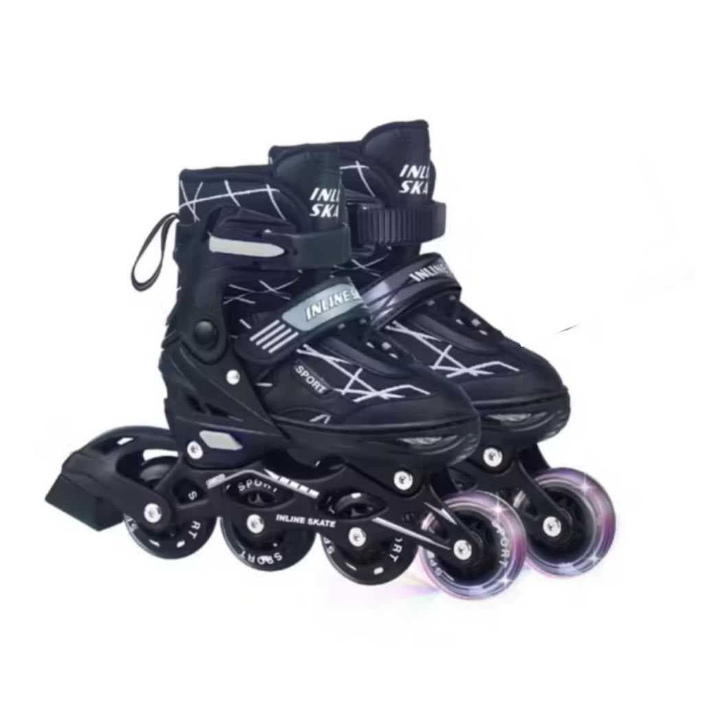 Patins Roller Inline Juvenil Adulto Semi Profissional Abec 7 Resistente Ajustável Com Kit Proteção